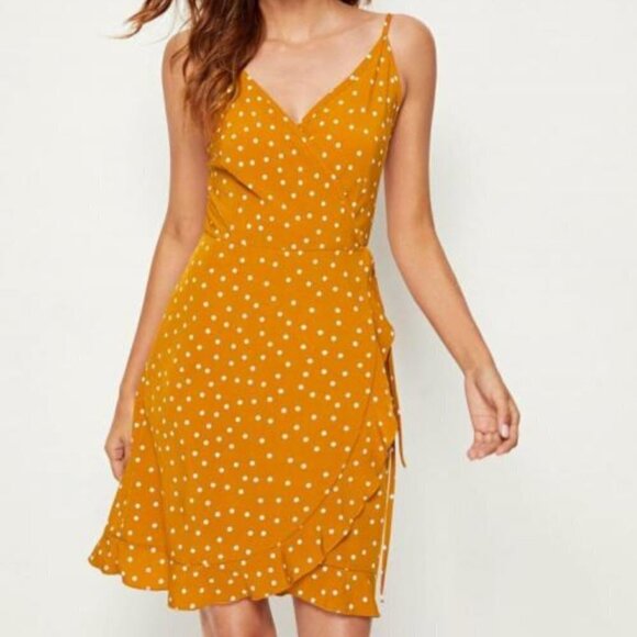 NEW Tie Waist Retro Polka Dot Surplice Dress SZ M - Picture 4 of 4